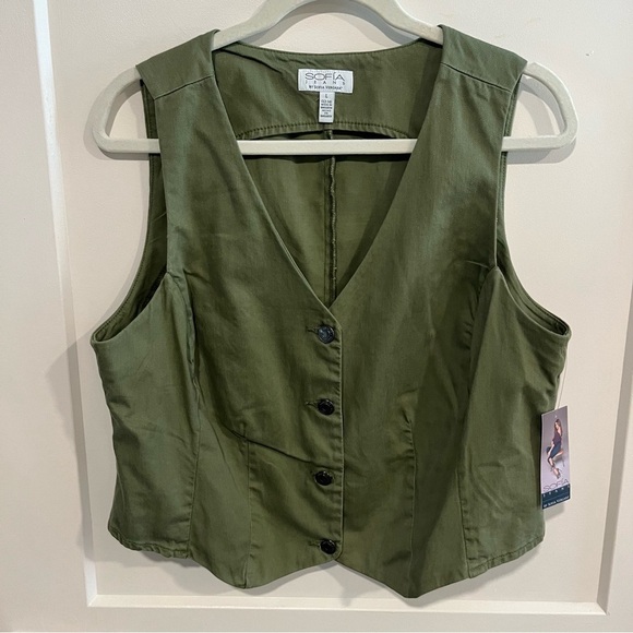Sofia Jeans Green Twill Vest Large - Picture 3 of 7